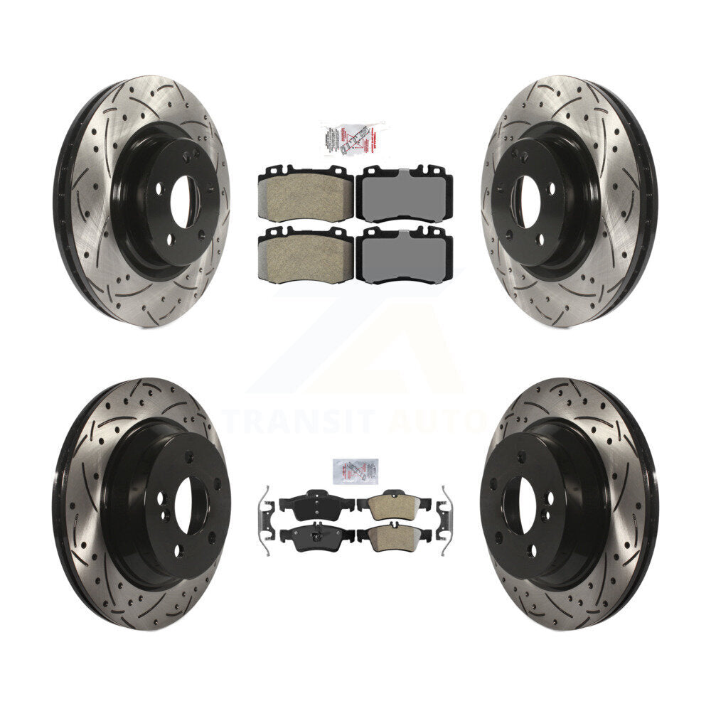 Front Rear Semi-Metallic Pad Drilled Slot Brake Rotor Kit For Mercedes-Benz CLS550 CLS500 KDA-101834