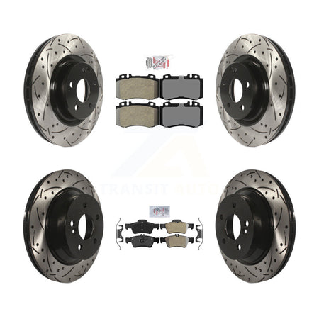 Front Rear Semi-Metallic Pad Drilled Slot Brake Rotor Kit For Mercedes-Benz CLS550 CLS500 KDA-101834