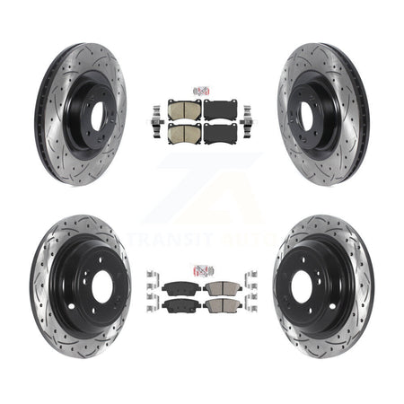 Front Rear Ceramic Pad Drill Slot Disc Brake Rotor Kit For 2012-2014 Hyundai Genesis 5.0L KDA-101835