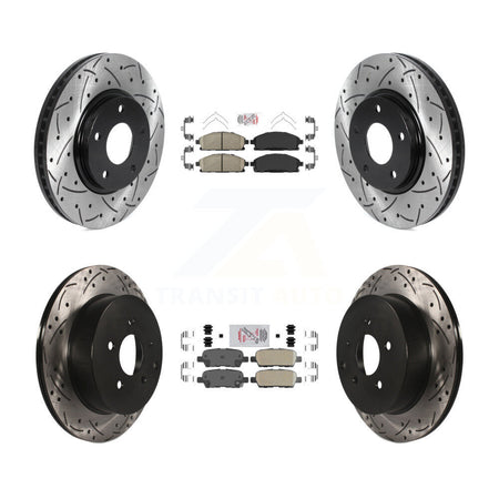 Front Rear Ceramic Pad Coated Drill Slot Disc Brake Rotors Kit For 2004-2009 Nissan Quest KDA-101838