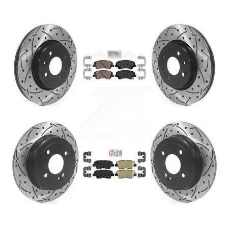 Front Rear Ceramic Pad Coated Drill Slot Disc Brake Rotors Kit For Kia Rio Hyundai Accent KDA-101848