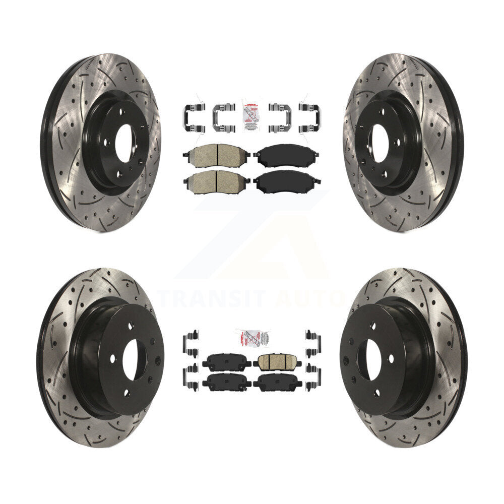 Front Semi-Metallic Rear Ceramic Pad Drill Slot Brake Rotor Kit For INFINITI G37 EX35 G35 KDA-101850