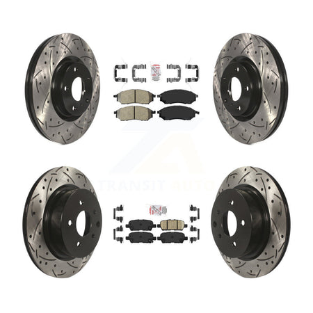Front Semi-Metallic Rear Ceramic Pad Drill Slot Brake Rotor Kit For INFINITI G37 EX35 G35 KDA-101850