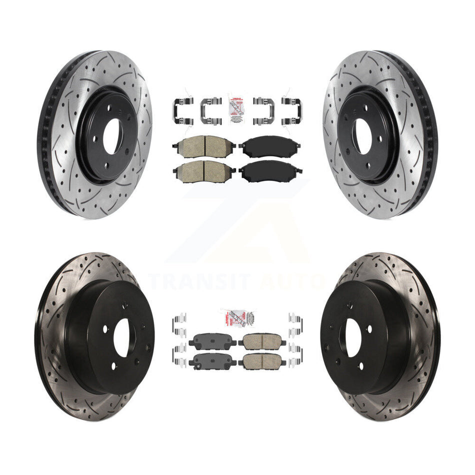 Front Semi-Metallic Rear Ceramic Pad Drilled Slot Brake Rotor Kit For 09-12 INFINITI FX35 KDA-101852