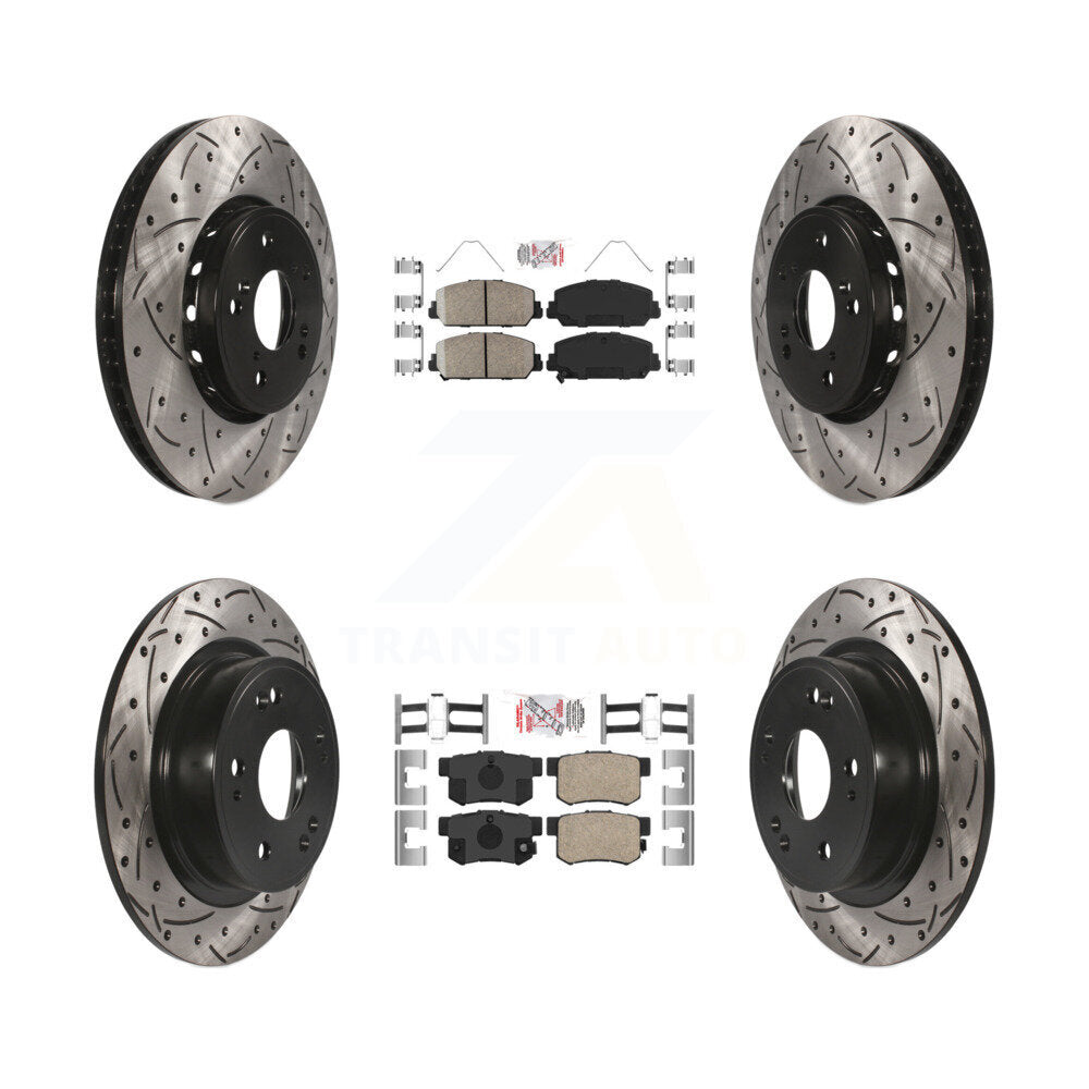 Front Rear Ceramic Pad And Coated Drilled Slotted Disc Brake Rotor Kit For 2016 Acura ILX KDA-101853