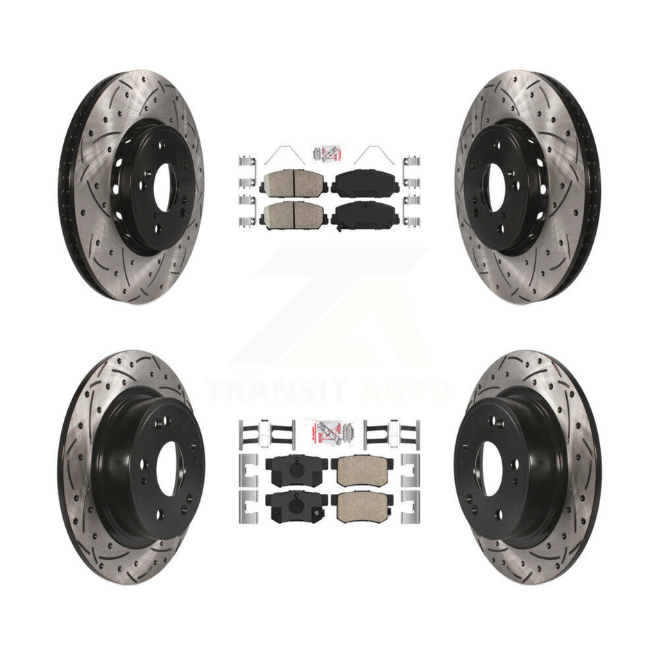 Front Rear Ceramic Pad And Coated Drilled Slotted Disc Brake Rotor Kit For 2016 Acura ILX KDA-101853