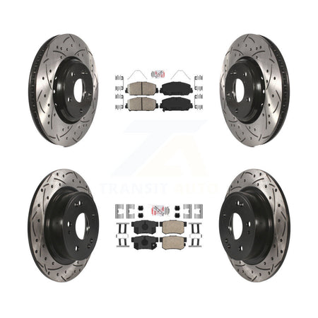 Front Rear Ceramic Pad & Coated Drilled Slot Disc Brake Rotor Kit For 2017-2022 Acura ILX KDA-101855