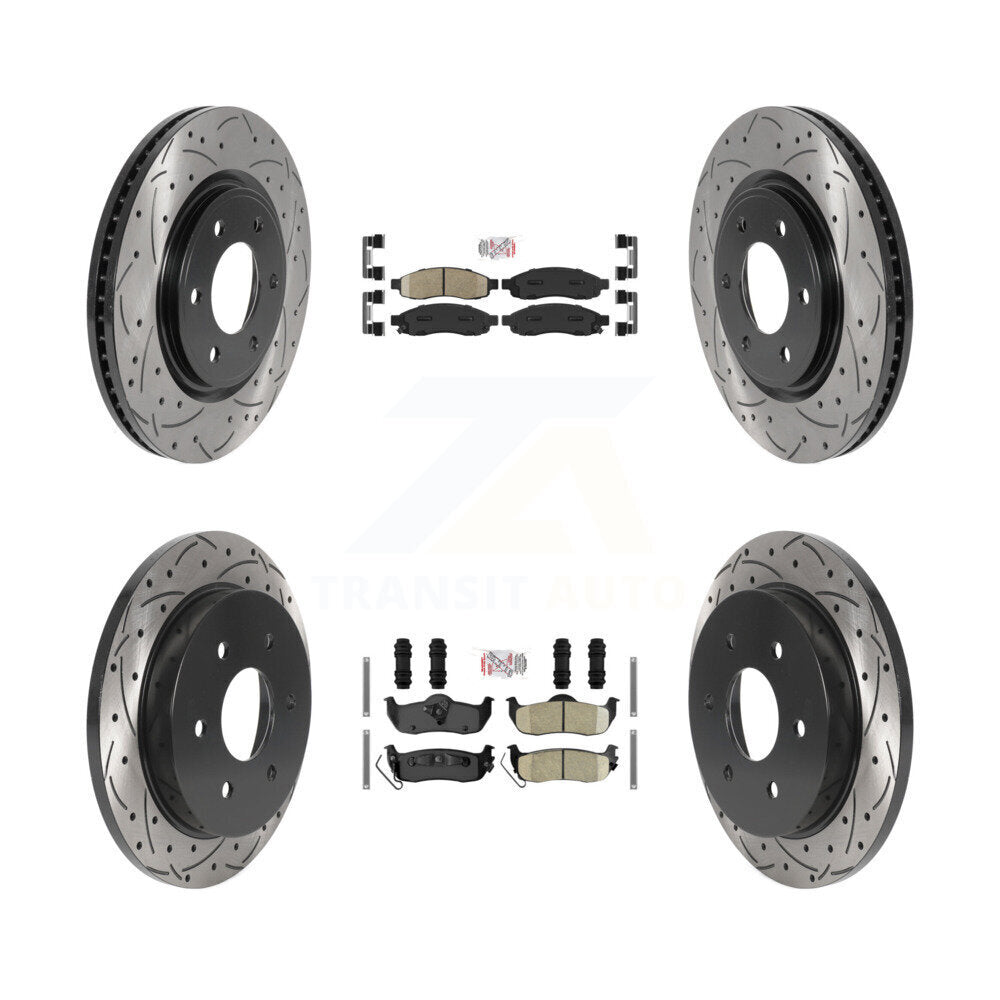 Front Rear Ceramic Pad Drilled Slot Disc Brake Rotor Kit For 2007 Nissan TITAN From 04 07 KDA-101858