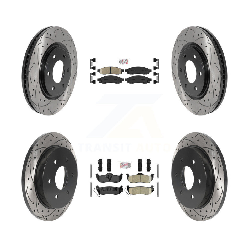 Front Rear Ceramic Pad Drilled Slot Disc Brake Rotor Kit For 2007 Nissan TITAN From 04 07 KDA-101858