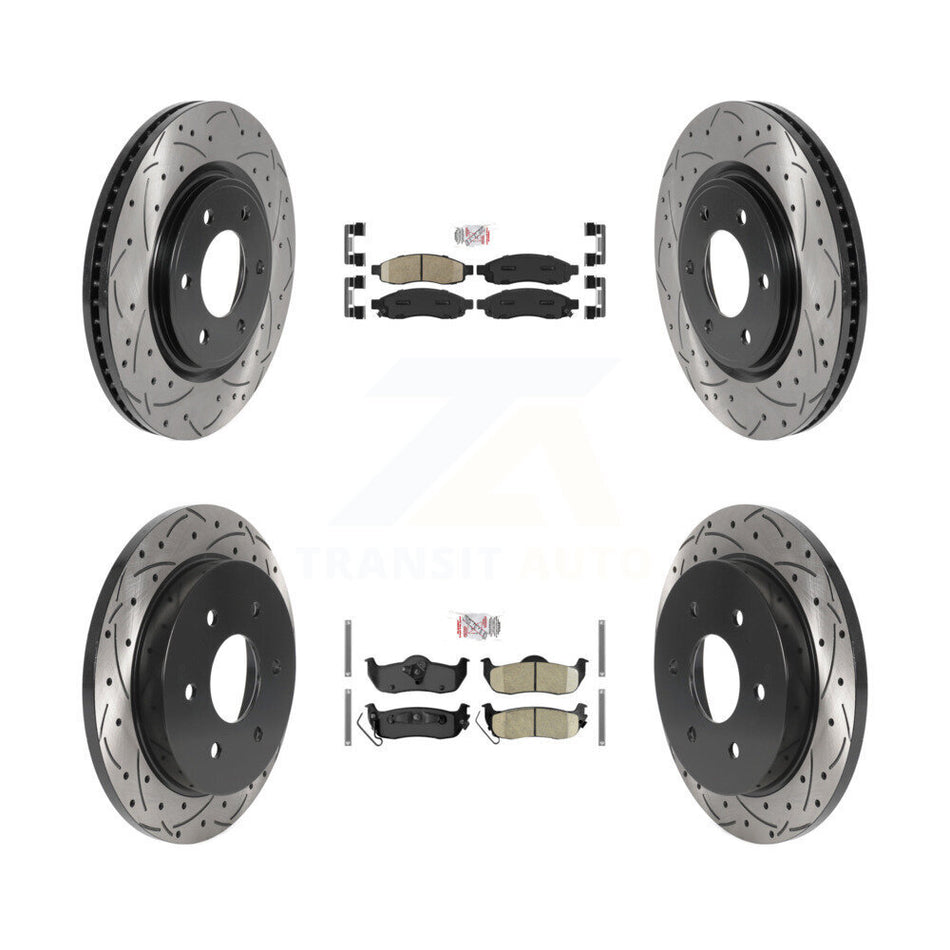 Front Rear Ceramic Pad Drilled Slot Disc Brake Rotor Kit For 2007 Nissan TITAN From 04 07 KDA-101859