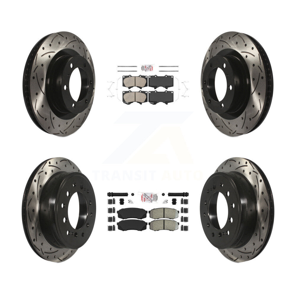 Front Ceramic Rear Semi-Metallic Pad Drill Slot Brake Rotors Kit For Toyota 4Runner Lexus KDA-101865