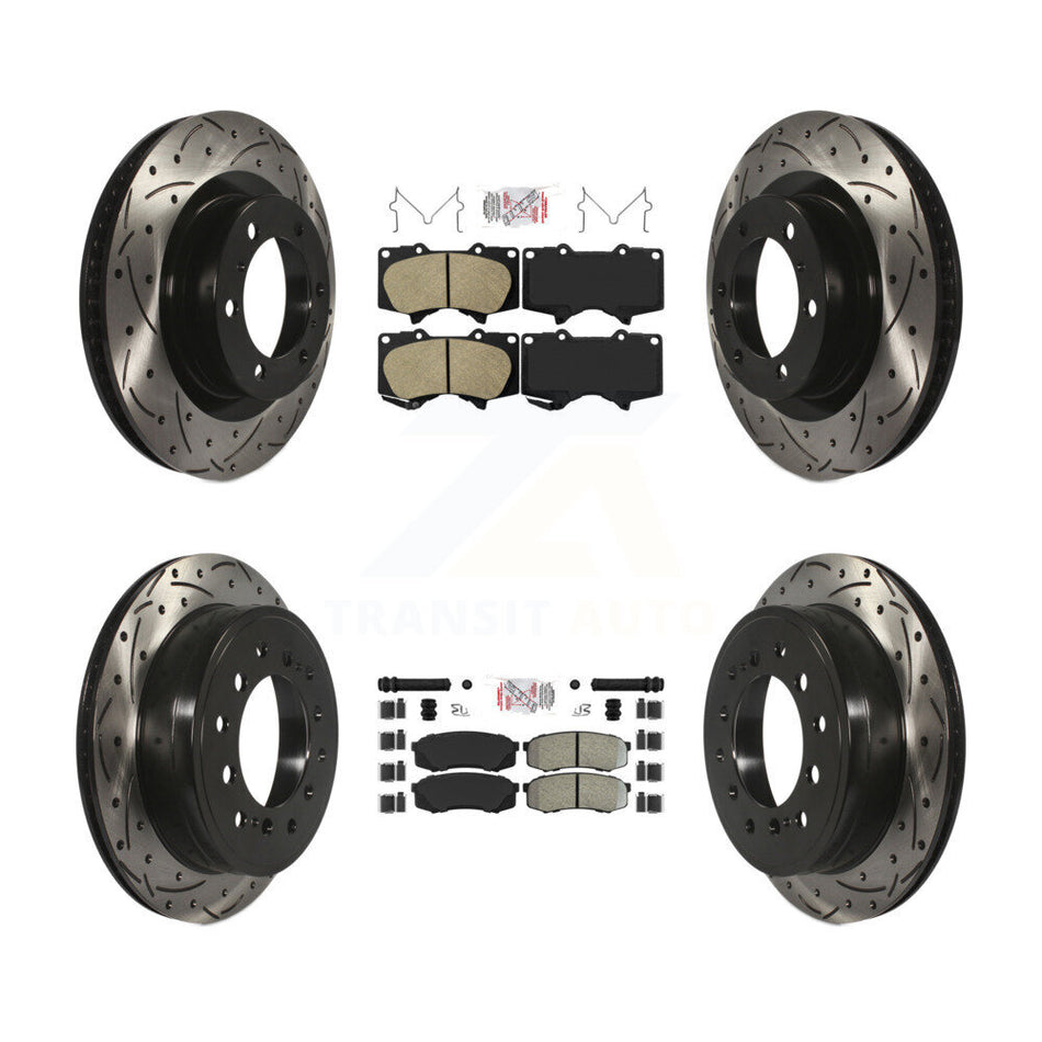 Front Ceramic Rear Semi-Metallic Pad Drill Slot Brake Rotors Kit For Toyota 4Runner Lexus KDA-101867