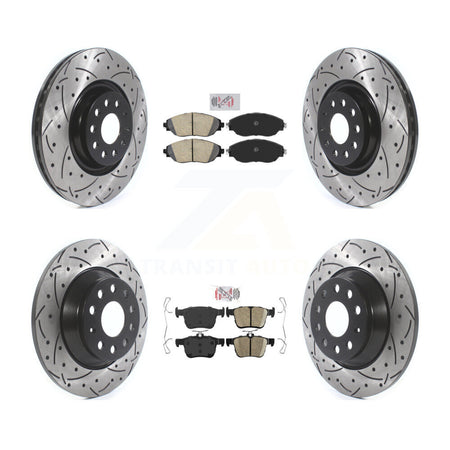 Front Rear Ceramic Pad Coated Drill Slot Disc Brake Rotor Kit For Volkswagen Tiguan Jetta KDA-101868