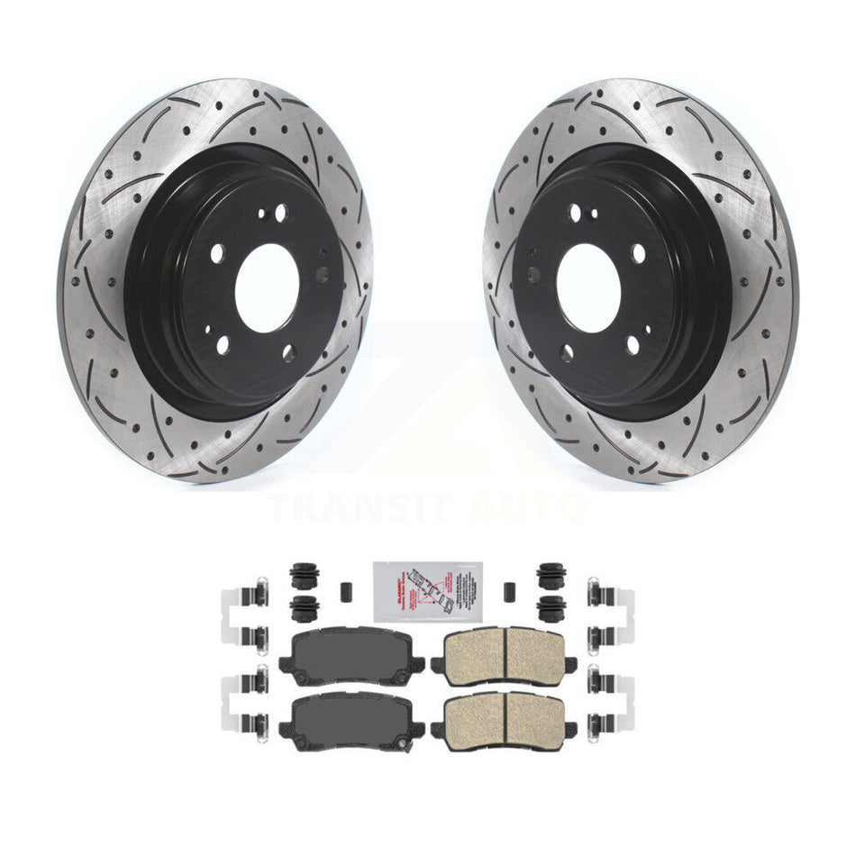 Rear Coated Drilled Slotted Disc Brake Rotors And Ceramic Pad Kit For 2017-2020 Acura MDX KDA-101869