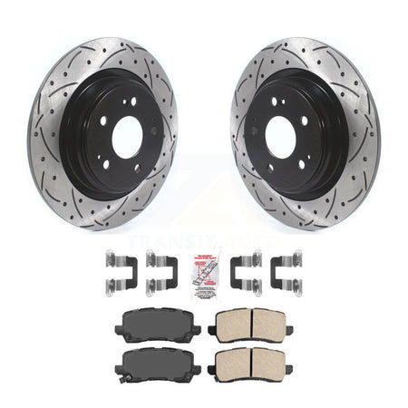 Rear Coated Drilled Slotted Disc Brake Rotors And Ceramic Pad Kit For 2017-2020 Acura MDX KDA-101870