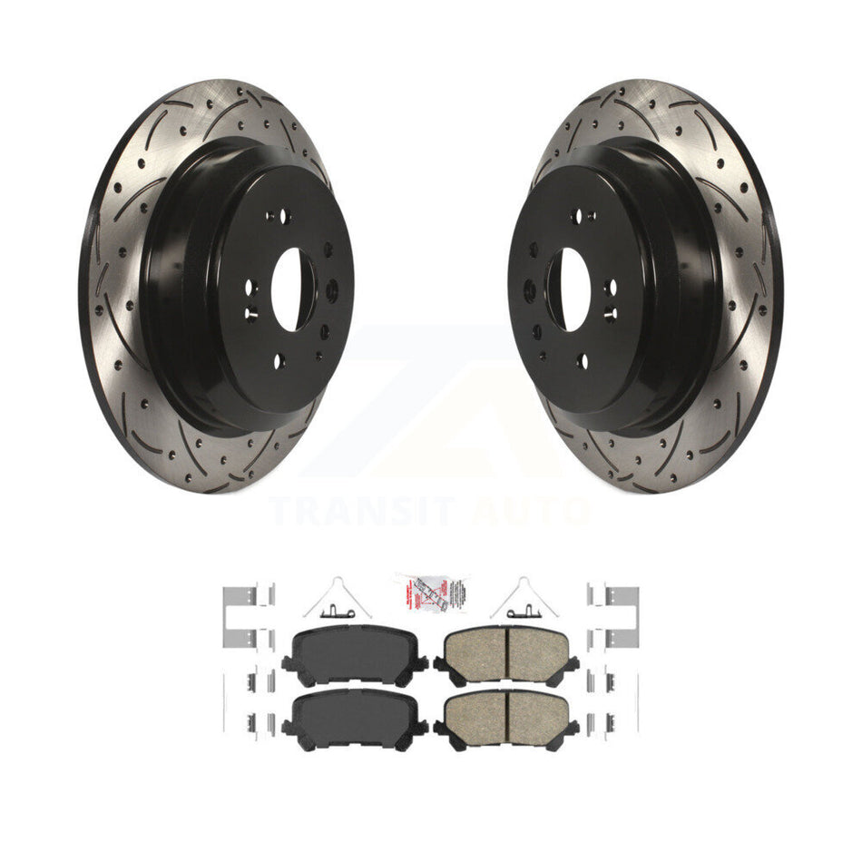 Rear Coated Drilled Slotted Disc Brake Rotors And Ceramic Pad Kit For 2014-2016 Acura MDX KDA-101876