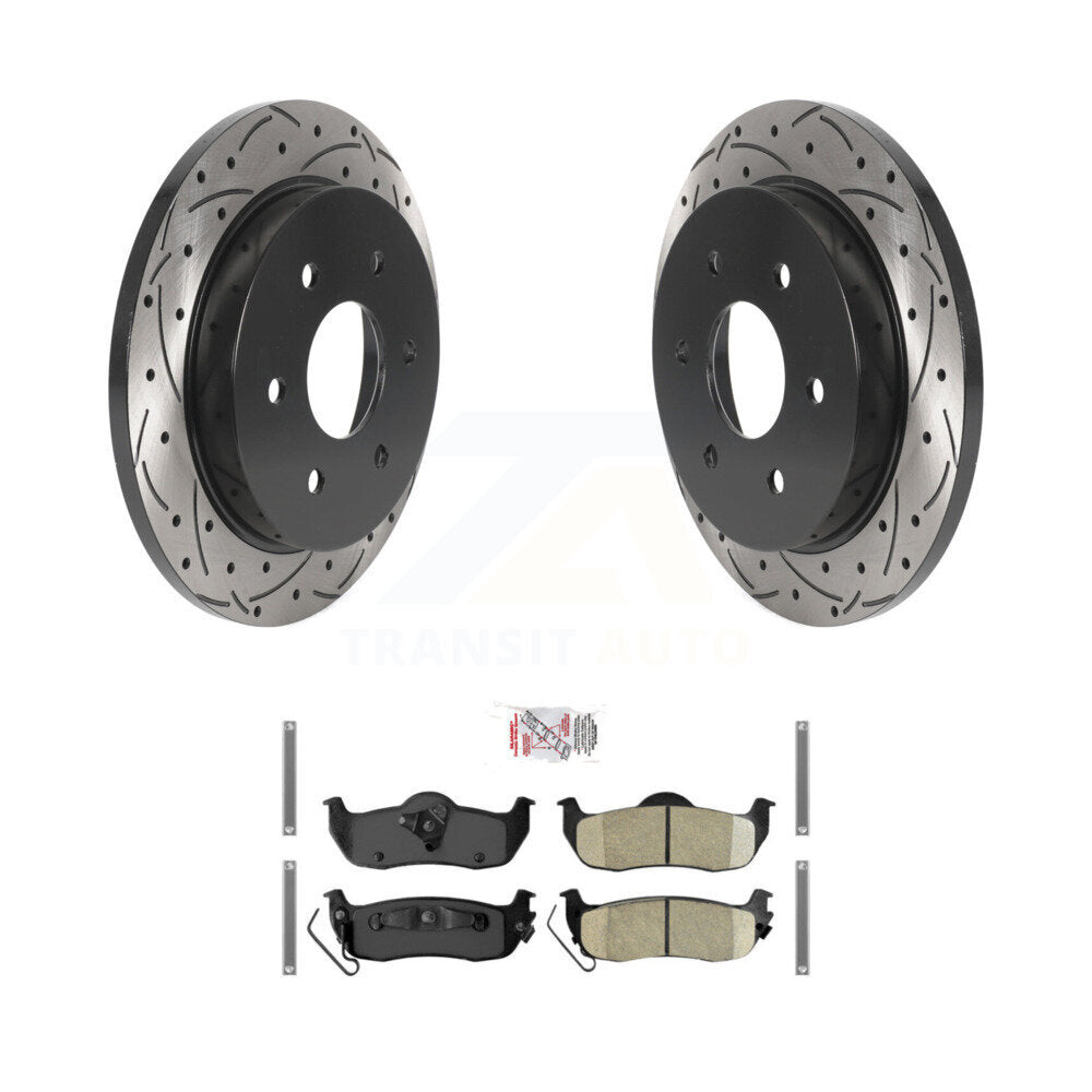 Rear Drilled Slot Disc Brake Rotors Ceramic Pad Kit For Nissan TITAN Armada INFINITI QX56 KDA-101881