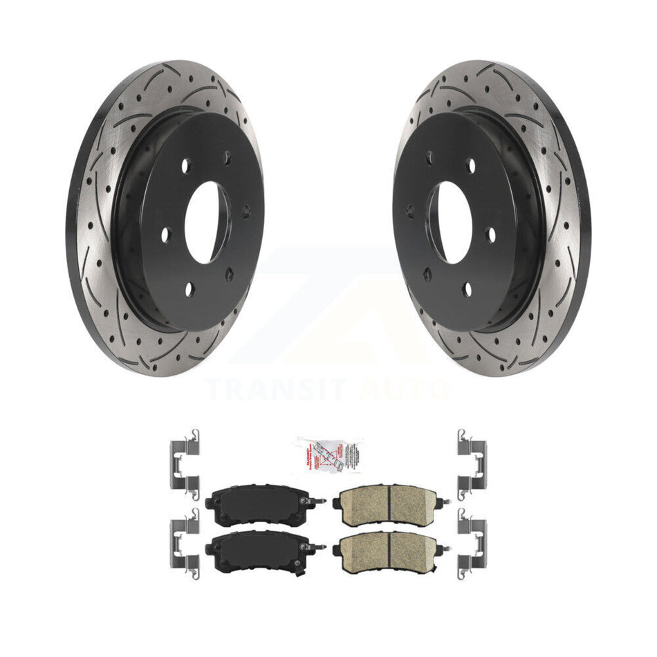 Rear Drill Slot Brake Rotors Ceramic Pad Kit For 2017-2019 Nissan Armada With Solid Rotor KDA-101882