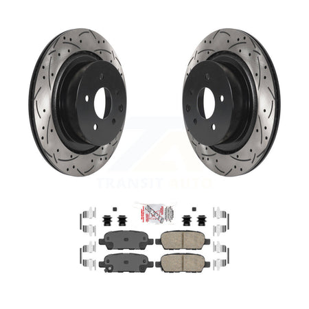 Rear Coated Drilled Slotted Disc Brake Rotor And Ceramic Pad Kit For INFINITI G37 G35 Q60 KDA-101899