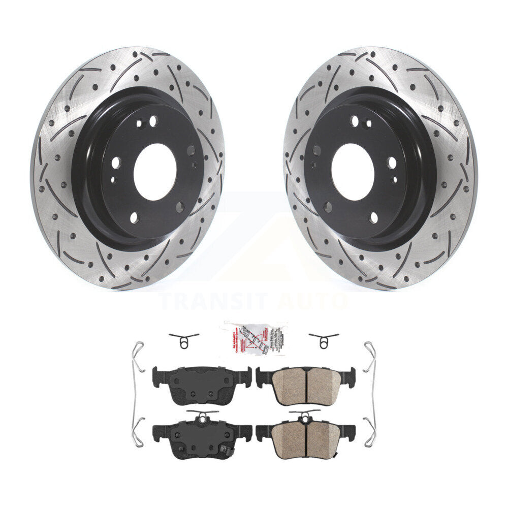 Rear Coated Drilled Slotted Disc Brake Rotors And Ceramic Pads Kit For Honda Civic KDA-101901