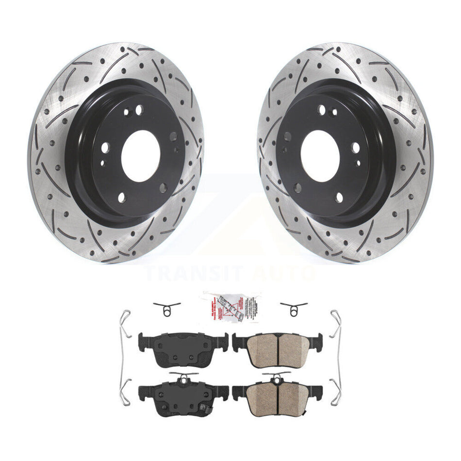 Rear Coated Drilled Slotted Disc Brake Rotors And Ceramic Pads Kit For Honda Civic KDA-101901