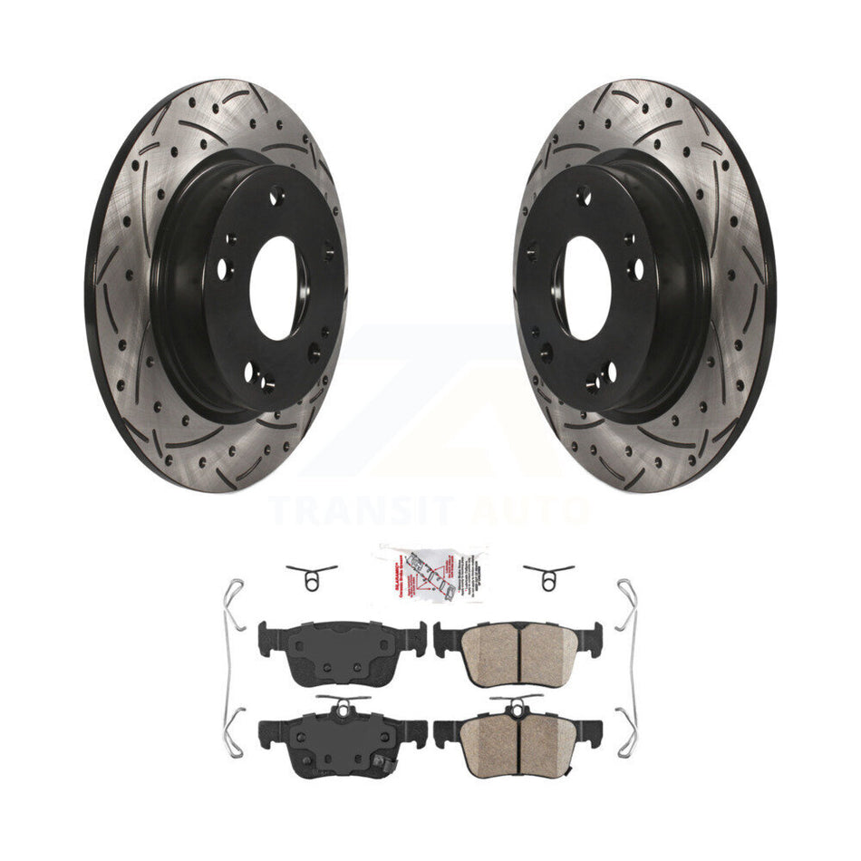 Rear Coated Drilled Slotted Disc Brake Rotors And Ceramic Pads Kit For Honda Civic KDA-101902
