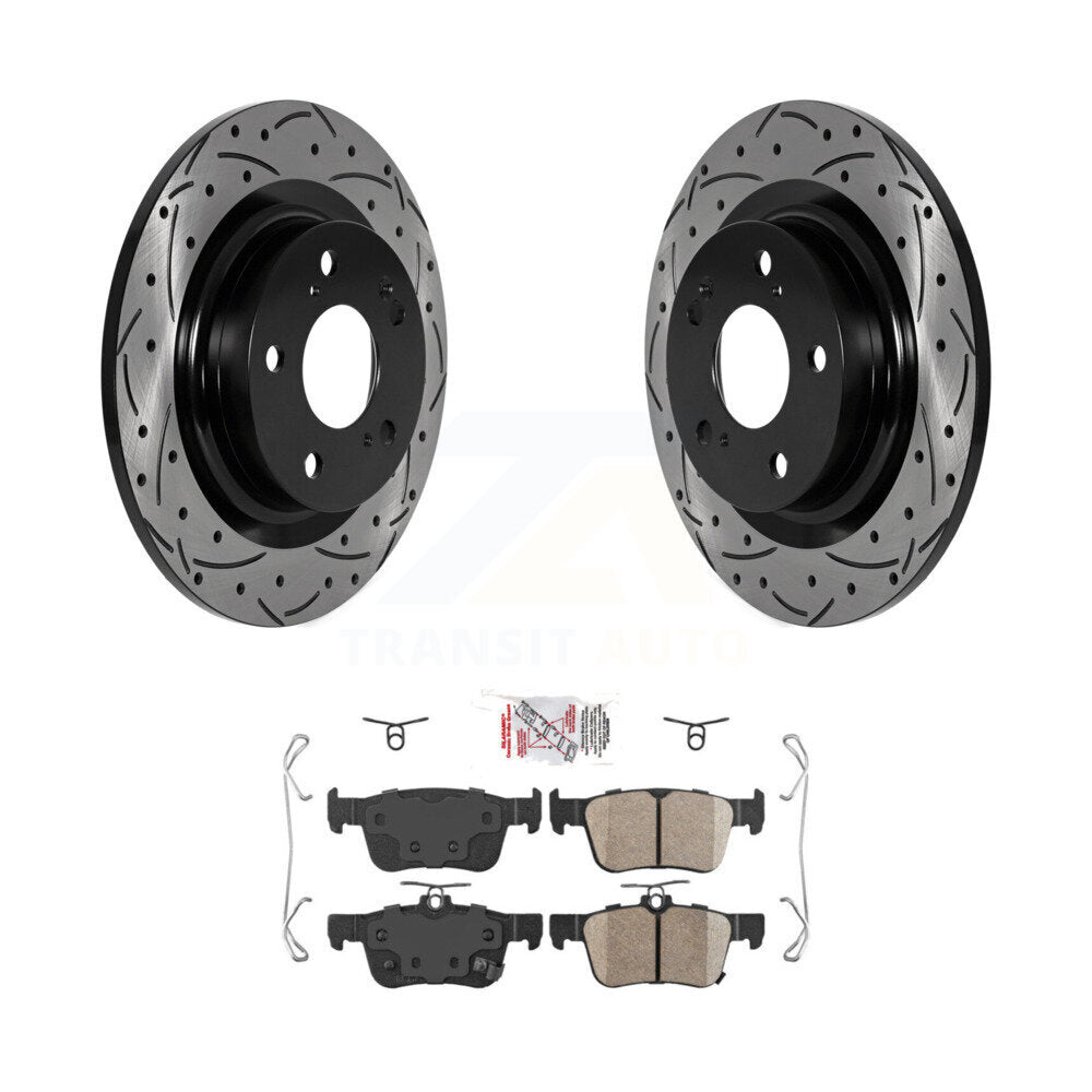 Rear Coated Drilled Slotted Disc Brake Rotors Ceramic Pad Kit For 2024 Acura Integra 1.5L KDA-101903