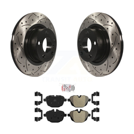 Rear Coated Drilled Slotted Disc Brake Rotors And Semi-Metallic Pads Kit For BMW X3 X4 KDA-101904