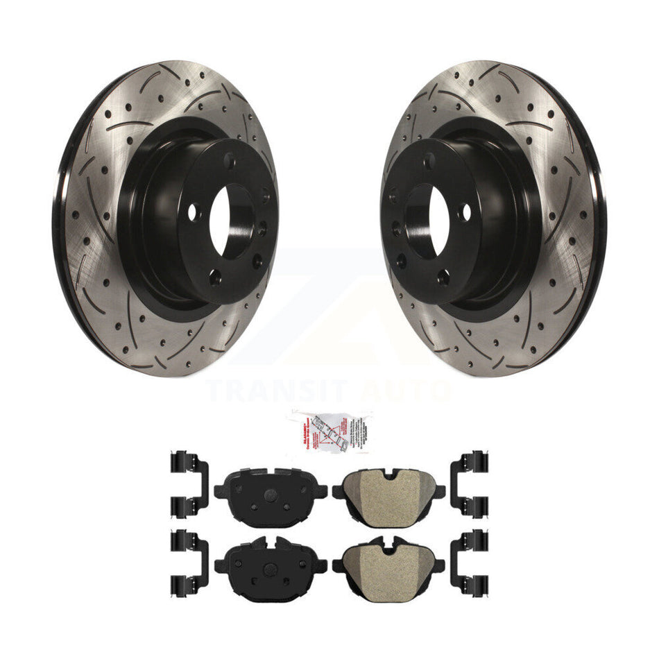 Rear Coated Drilled Slotted Disc Brake Rotors And Semi-Metallic Pads Kit For BMW X3 X4 KDA-101904