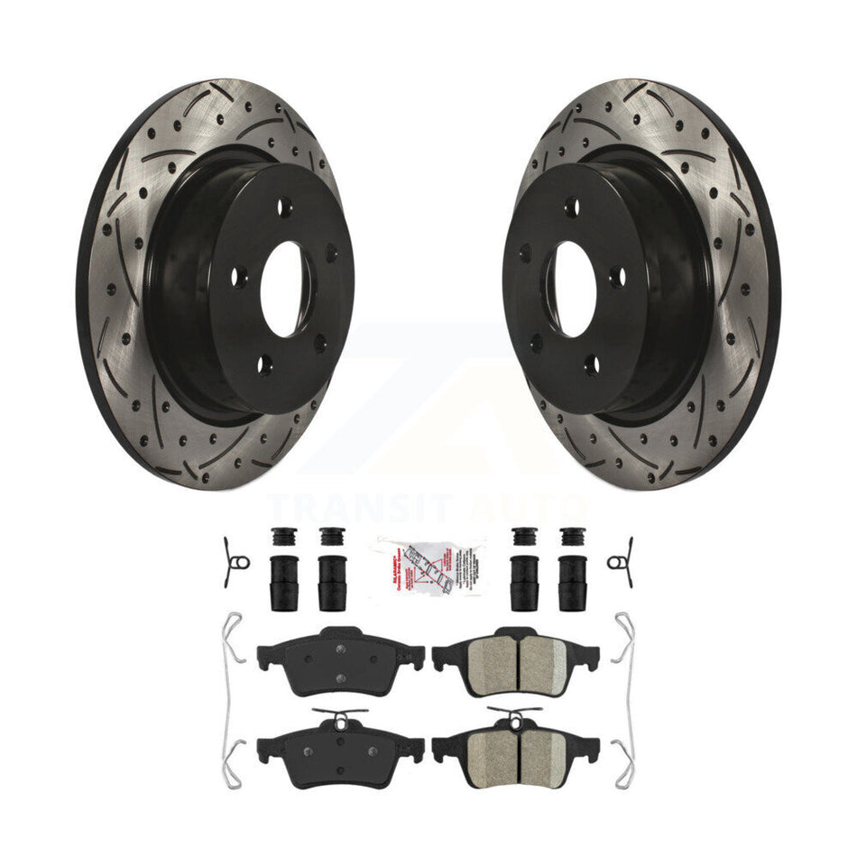 Rear Drilled Slot Disc Brake Rotors Ceramic Pad Kit For Ford Escape Transit Connect C-Max KDA-101909
