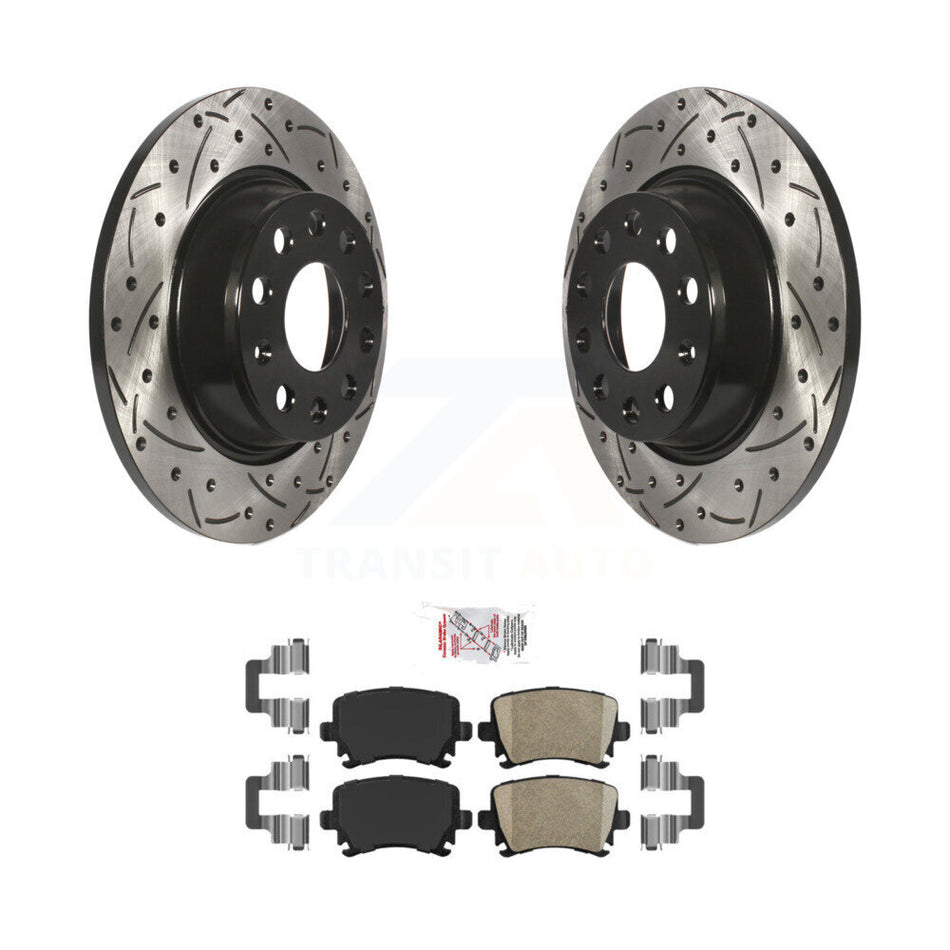 Rear Drill Slot Brake Rotor Ceramic Pad Kit For Volkswagen Tiguan CC Jetta Audi Q3 Passat KDA-101913