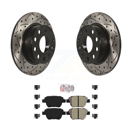 Rear Drilled Slot Brake Rotors Semi-Metallic Pad Kit For Volkswagen Jetta Eos Audi A3 GTI KDA-101923