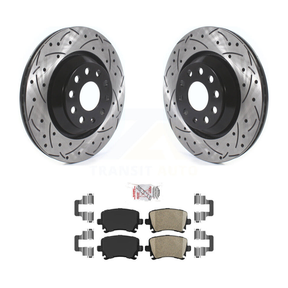 Rear Drill Slot Disc Brake Rotors Ceramic Pad Kit For Volkswagen GTI Passat CC Golf R R32 KDA-101924