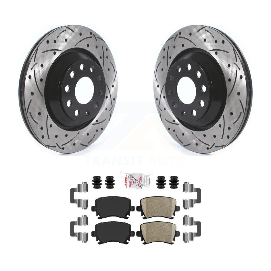 Rear Drill Slot Disc Brake Rotors Ceramic Pad Kit For Volkswagen GTI Passat CC Golf R R32 KDA-101925