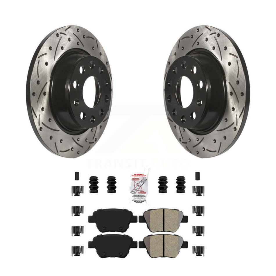Rear Drill Slot Disc Brake Rotor Semi-Metallic Pad Kit For Audi A3 Quattro Volkswagen Eos KDA-101928