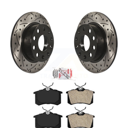 Rear Coat Drill Slot Disc Brake Rotors Semi-Metallic Pad Kit For Volkswagen Golf Alltrack KDA-101935