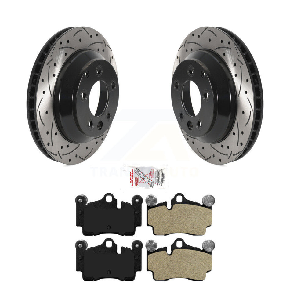 Rear Drill Slot Brake Rotors Semi-Metallic Pad Kit For Audi Q7 Porsche Cayenne Volkswagen KDA-101942