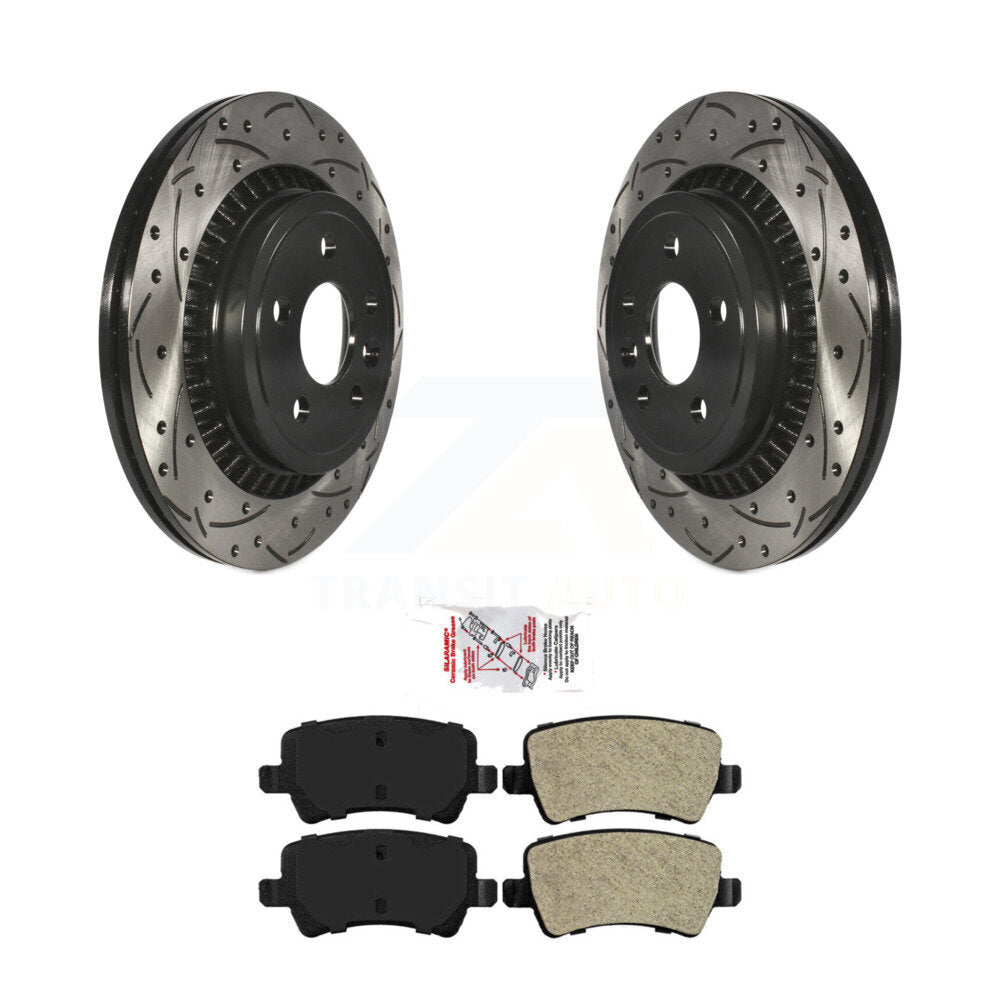 Rear Coated Drilled Slot Disc Brake Rotors Semi-Metallic Pad Kit For 2010-2017 Volvo XC60 KDA-101943