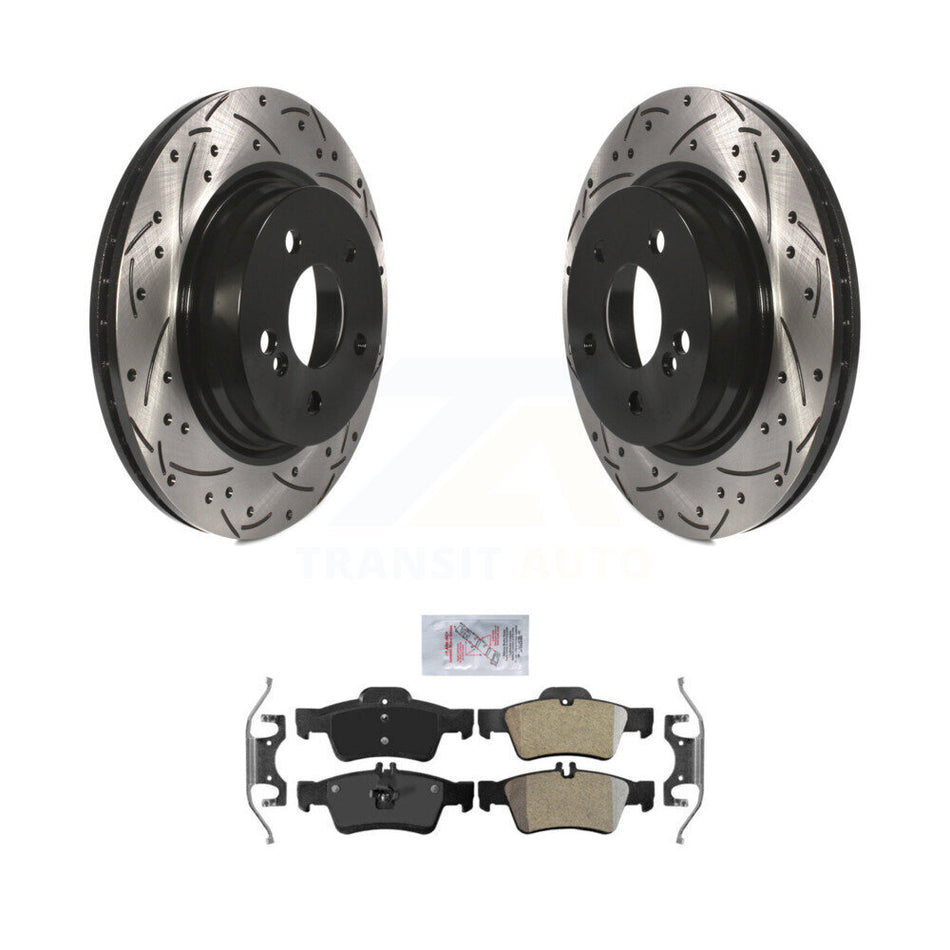 Rear Coated Drilled Slotted Disc Brake Rotor Semi-Metallic Pad Kit For Mercedes-Benz E550 KDA-101950