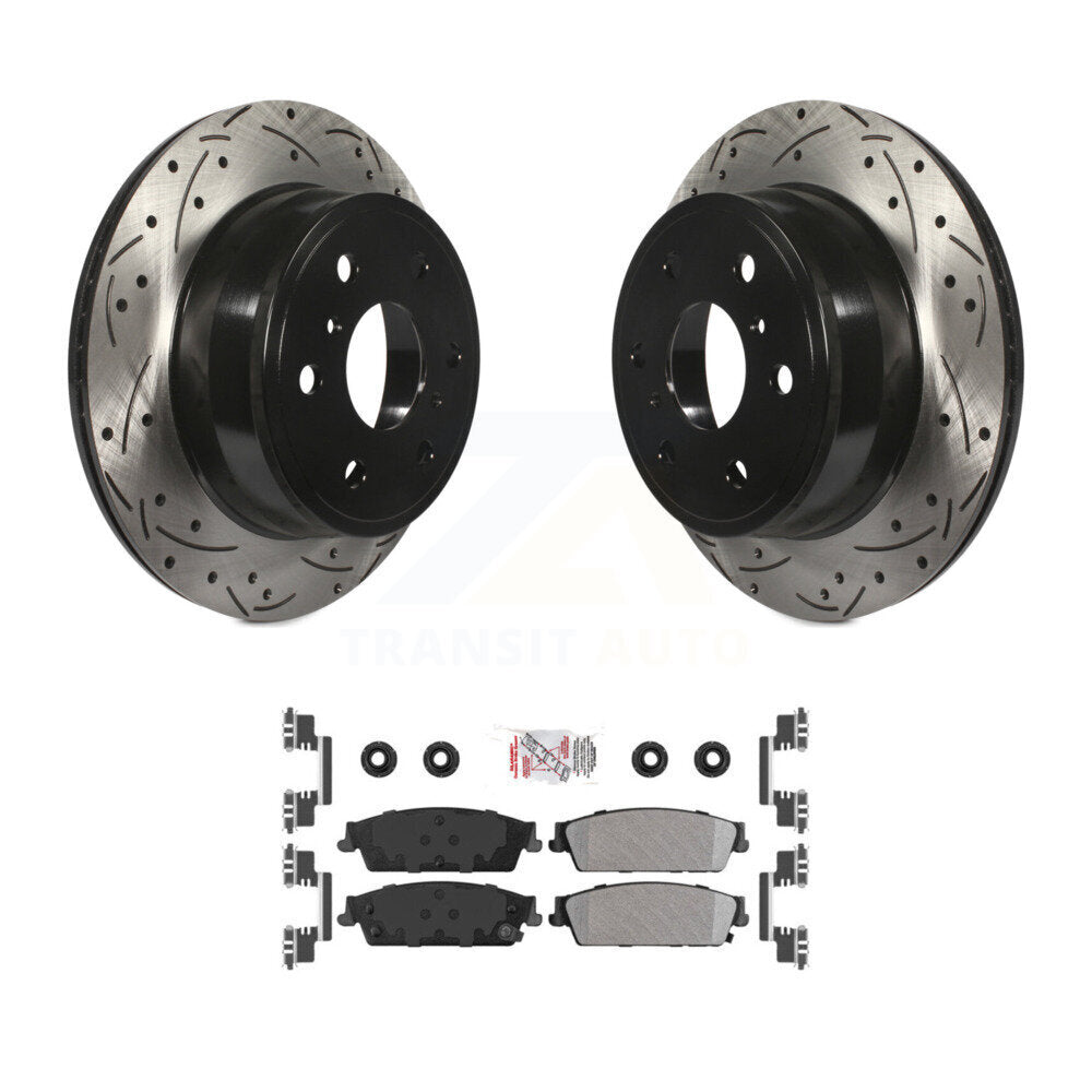 Rear Drill Slot Brake Rotor Semi-Metallic Pad Kit For Chevrolet GMC Sierra 1500 Silverado KDA-101980