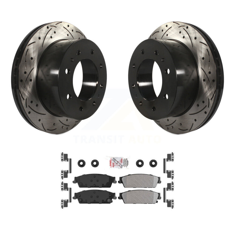 Rear Drill Slot Brake Rotors Semi-Metallic Pad Kit For 11 Chevrolet Silverado 1500 Hybrid KDA-101988