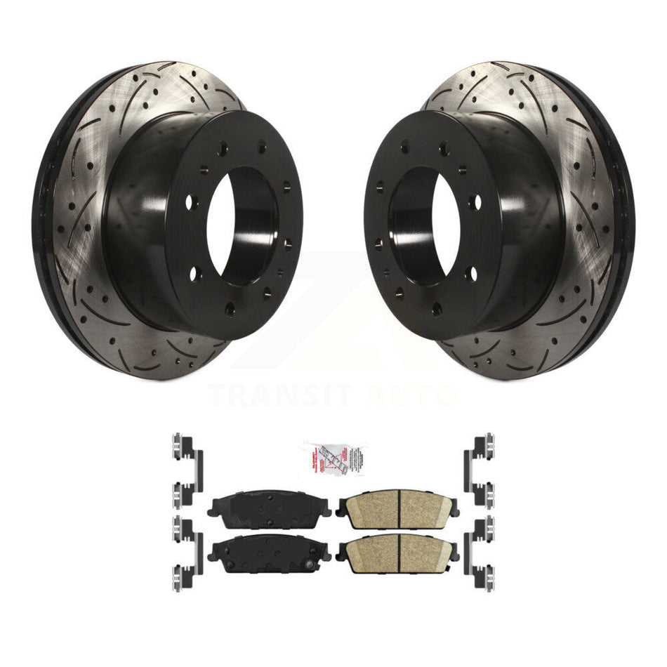Rear Drill Slot Disc Brake Rotor Ceramic Pad Kit For 2011 Chevrolet Silverado 1500 Hybrid KDA-101989