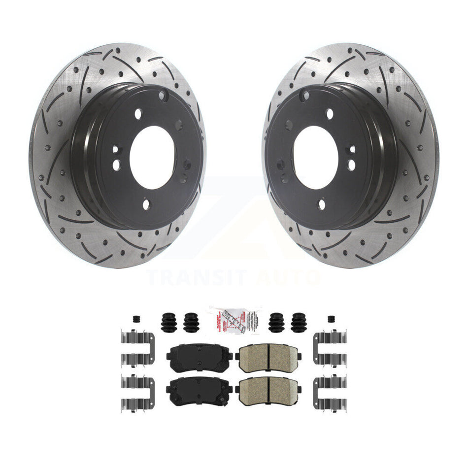 Rear Drilled Slot Disc Brake Rotors Ceramic Pad Kit For Hyundai Tucson Sonata Kia Cadenza KDA-102000