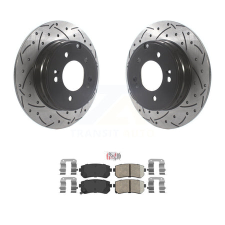 Rear Drilled Slot Disc Brake Rotors Ceramic Pad Kit For Hyundai Tucson Sonata Kia Cadenza KDA-102001