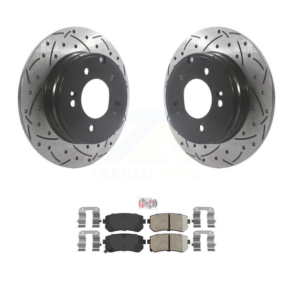 Rear Drilled Slot Disc Brake Rotors Ceramic Pad Kit For Hyundai Tucson Sonata Kia Cadenza KDA-102001