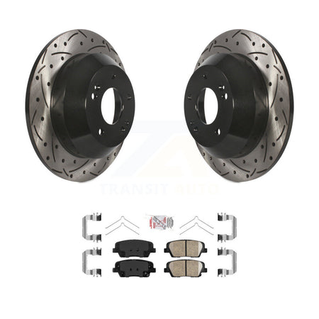 Rear Drilled Slot Brake Rotor & Ceramic Pad Kit For Kia Sorento Hyundai Santa Fe Sport XL KDA-102006
