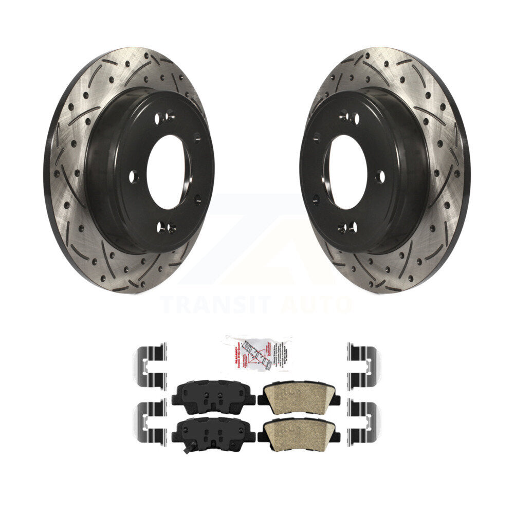 Rear Drill Slot Brake Rotors Ceramic Pad Kit For Hyundai Elantra Kia GT Soul Forte Forte5 KDA-102008