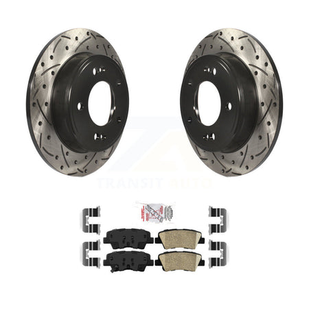 Rear Drill Slot Brake Rotors Ceramic Pad Kit For Hyundai Elantra Kia GT Soul Forte Forte5 KDA-102008