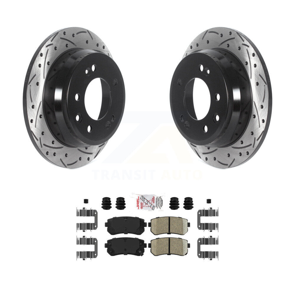 Rear Drill Slot Disc Brake Rotors Ceramic Pad Kit For Hyundai Elantra Tucson Kia Sportage KDA-102010