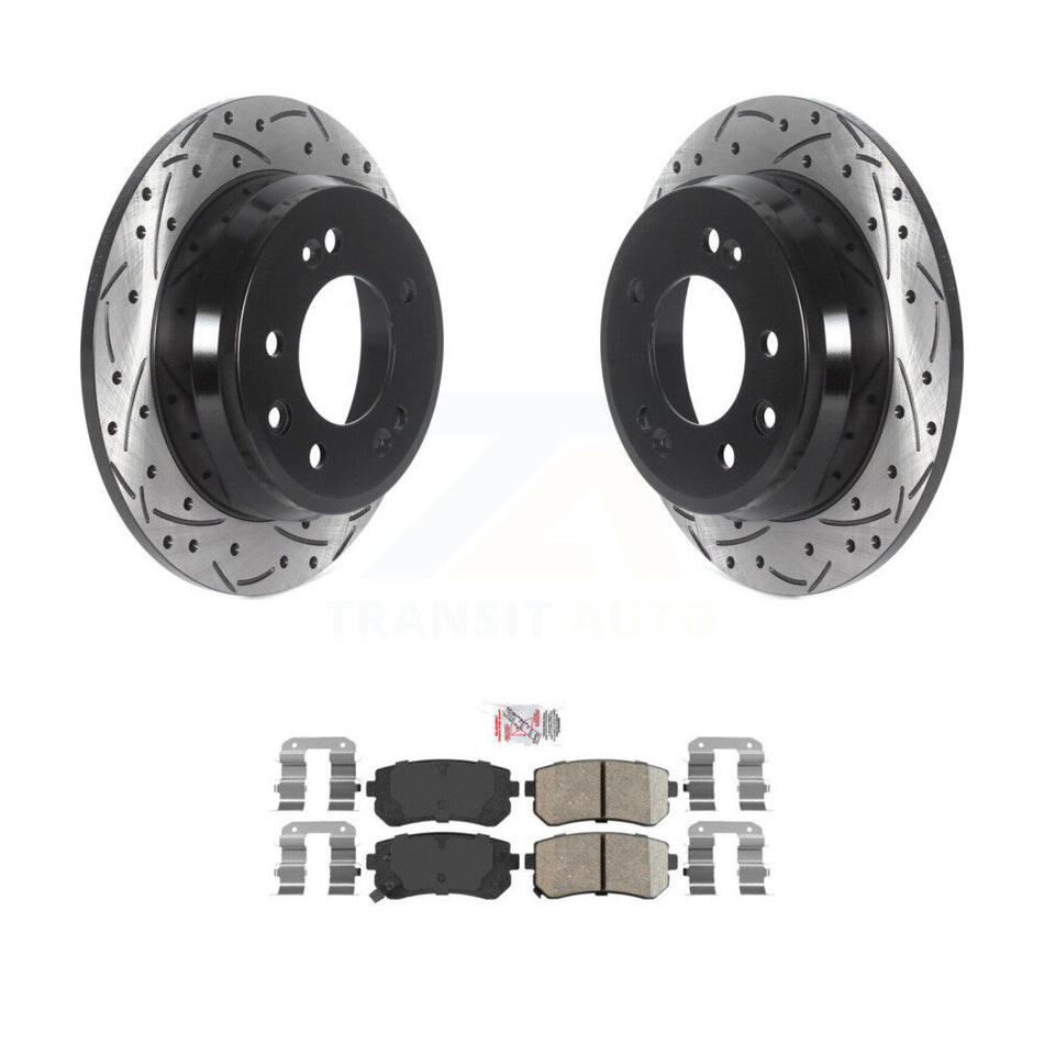 Rear Drill Slot Disc Brake Rotors Ceramic Pad Kit For Hyundai Elantra Tucson Kia Sportage KDA-102011
